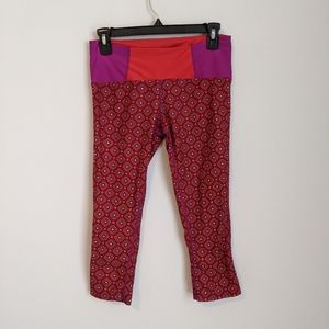 Prana cropped leggings purple pink pattern small
